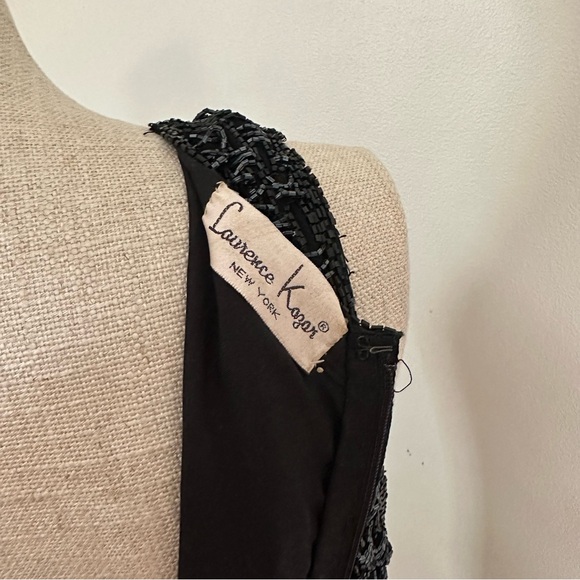VTG Laurence Kazar Black Beaded Evening Silk Gown - Picture 7 of 9
